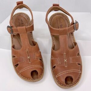 Josef Seibel Open Toe T-Strap Slingback Leather Sandal